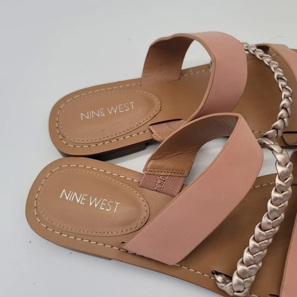 Nine West Womens Hollah Flat Sandals, PINKOVERFL Nude Gold 8.5 - Picture 5 of 8